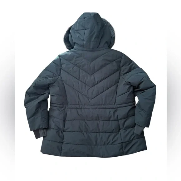 Michael Kors Women's Hooded Faux Fur-Trim Puffer Jacket 2X Black - Picture 3 of 8